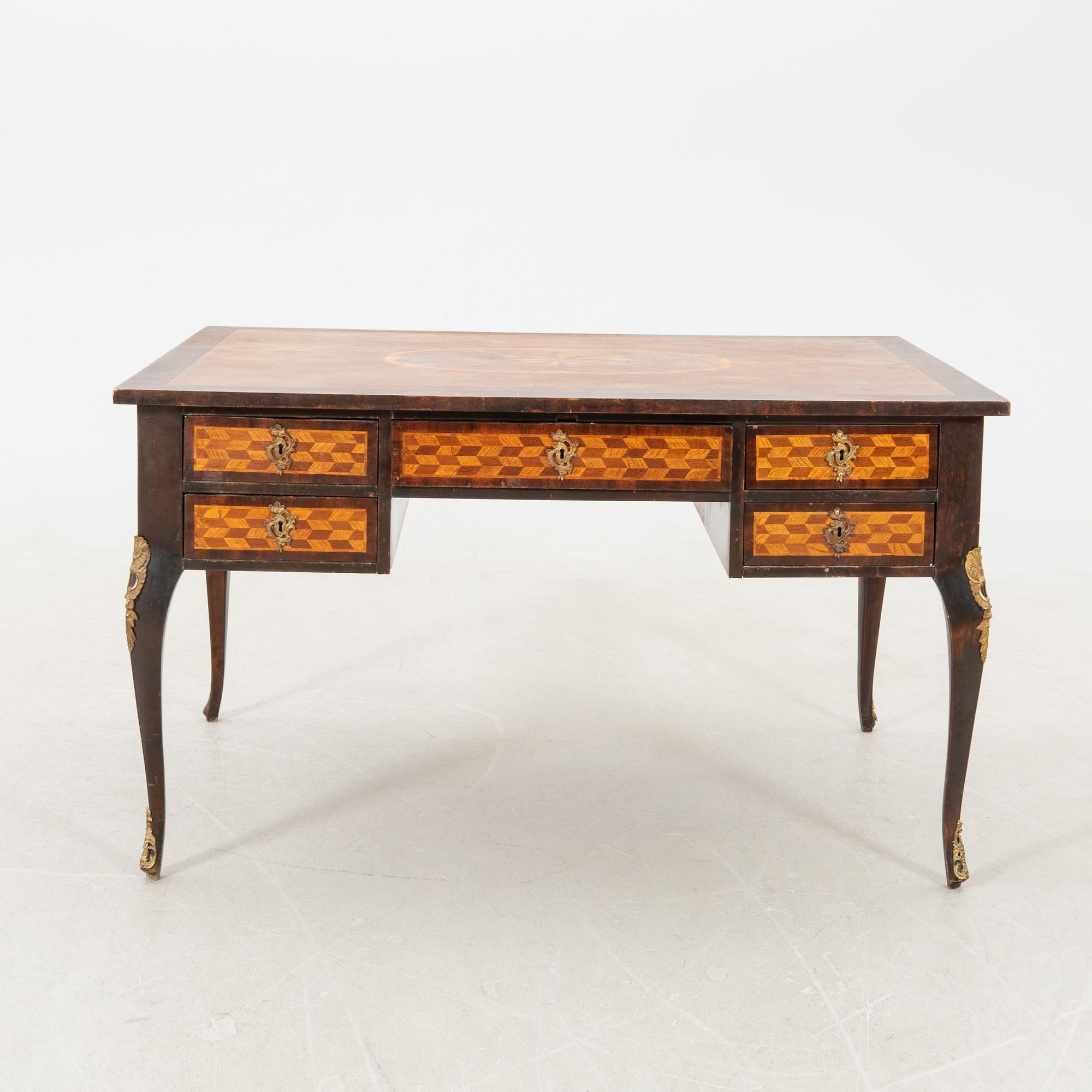 Desk with armchair Louis XV style first half of the 20th century.