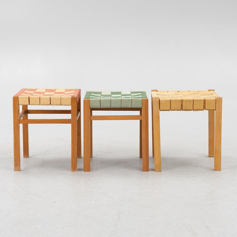 Axel Larsson, Stools 3 pcs, functionalist, Bodafors, 1930s.