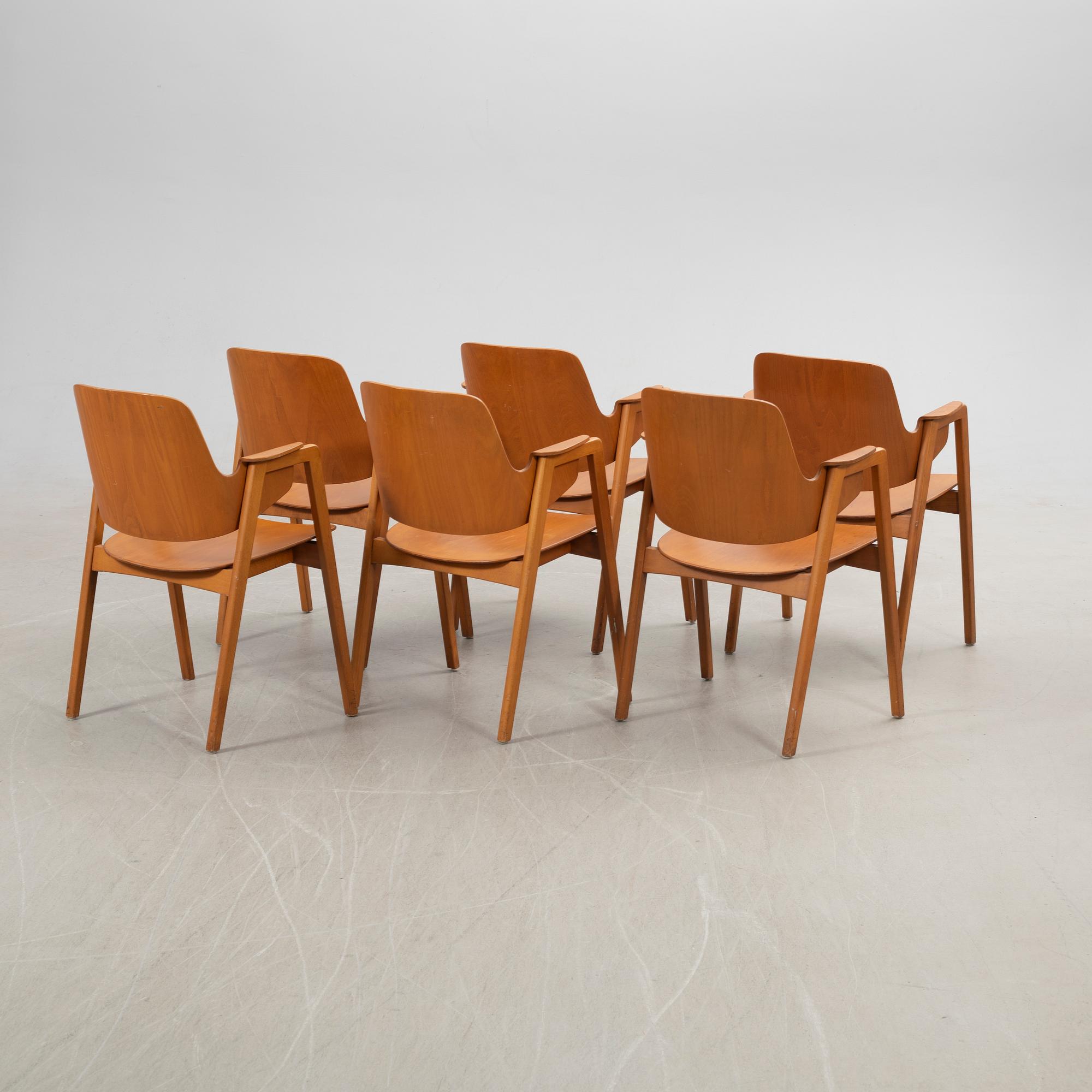 Elias Barup, stolar, 6 st, Gärsnäs, 1960-tal.