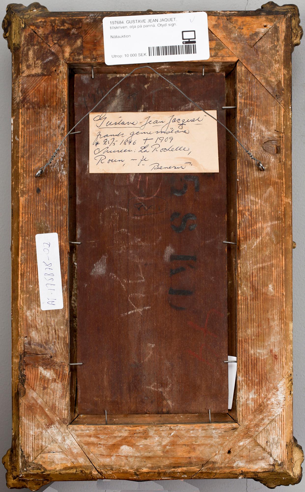 GUSTAVE JEAN JAQUET, tillskriven, olja på pannå. Otydl sign.