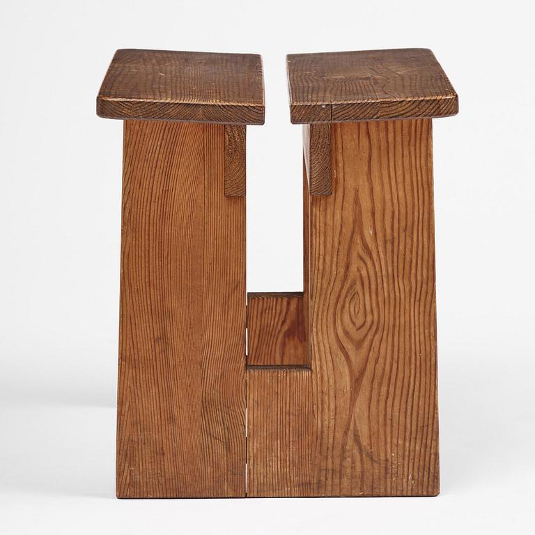 Axel Einar Hjorth, a "Skoga" stained pine stool, Nordiska Kompaniet, Sweden, 1930s.