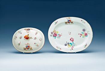 An armorial famille rose serving dish and cover, Qing dynasty, Qianlong (1736-95).