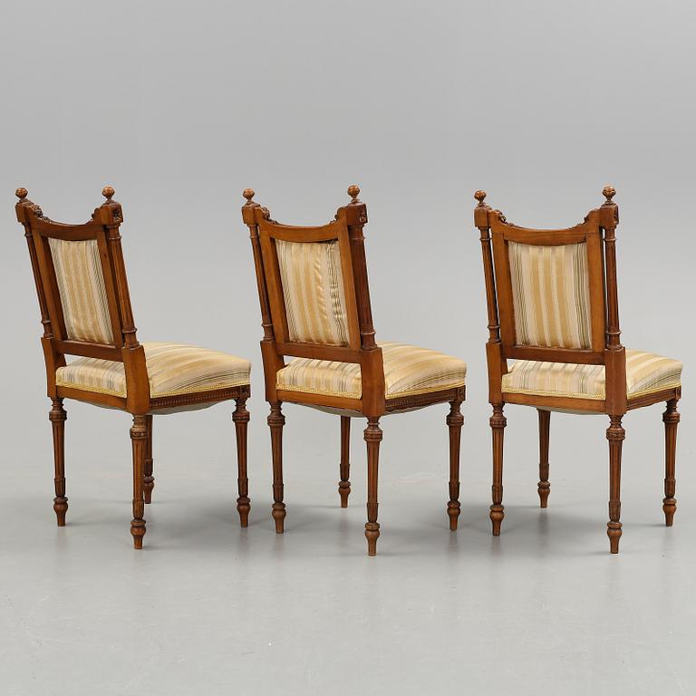 STOLAR, 3 st, Louis XVI-stil, omkring 1900.