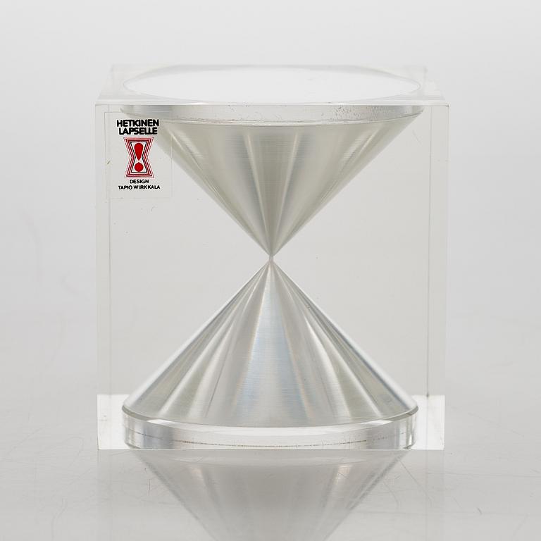 Tapio Wirkkala, An acrylic hourglass / sand timer with white sand for Vakumotuote oy.  Designed in 1980.