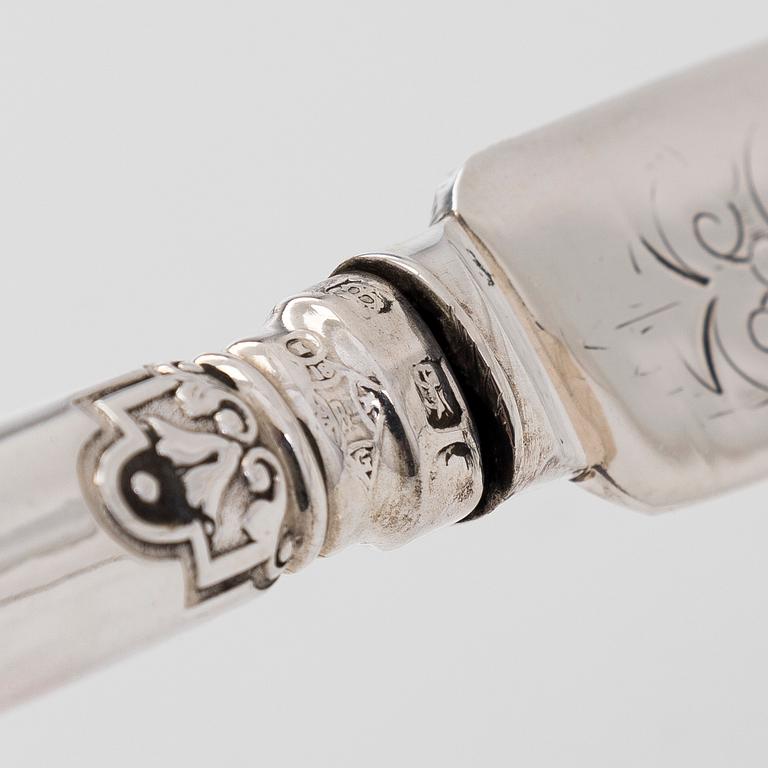 Förstoringsglas och brevkniv, silver, Martin, Hall & Co London 1875. I ask.