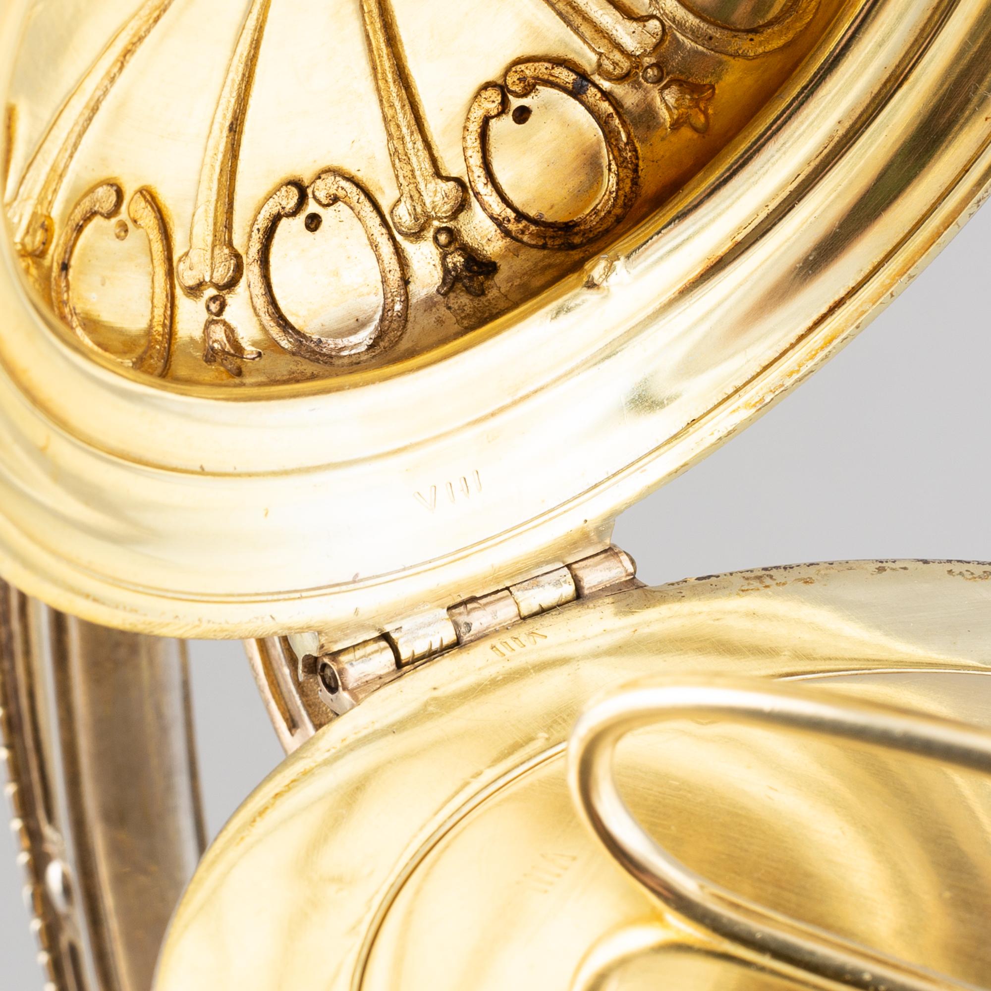 A French Renaissance-style parcel-gilt silver wine-jug, French export mark, after 1879.