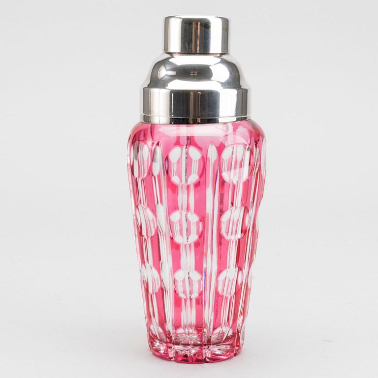 A glas and metal shaker, mid 20th century,