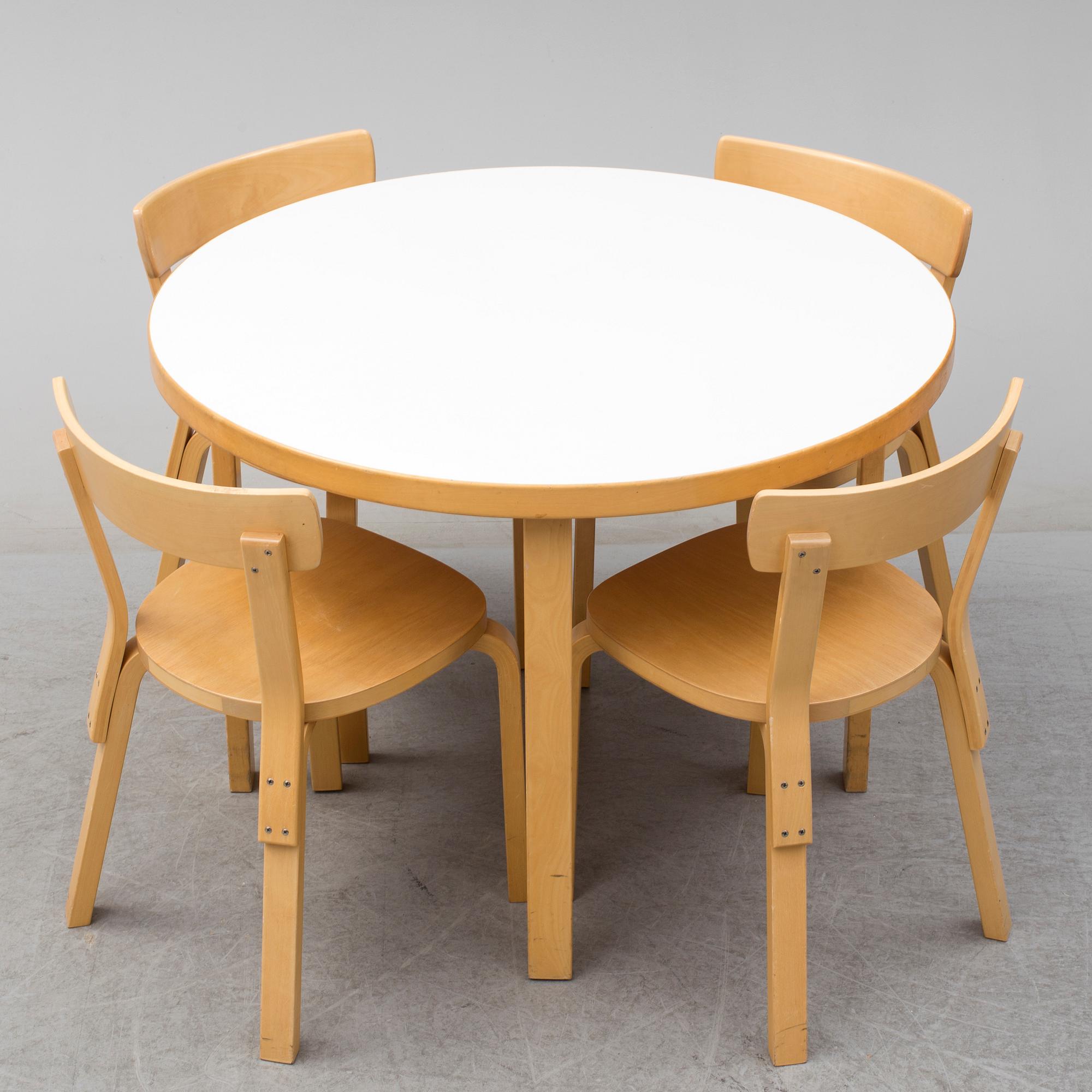 ALVAR AALTO, a five-piece birch dining suite from Artek, Finland.