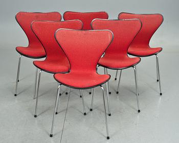 STOLAR, "Sjuan", 6 st, Arne Jacobsen, Fritz Hansen, Danmark, 1987.