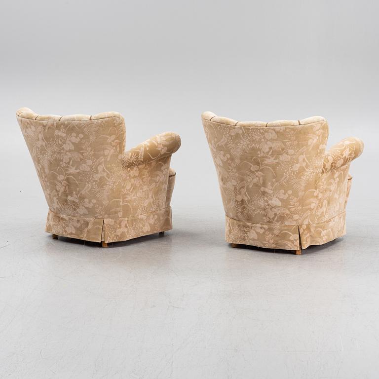 A pair of Swedish Modern easy chairs, 1940's.