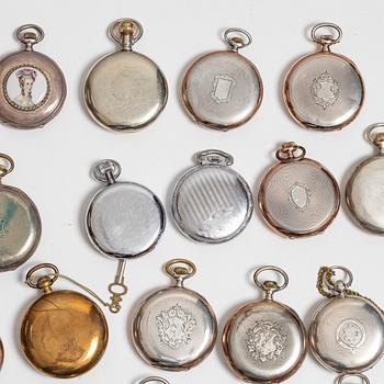 Collection of pocket watches, 63 pieces, "No reserve", various materials.