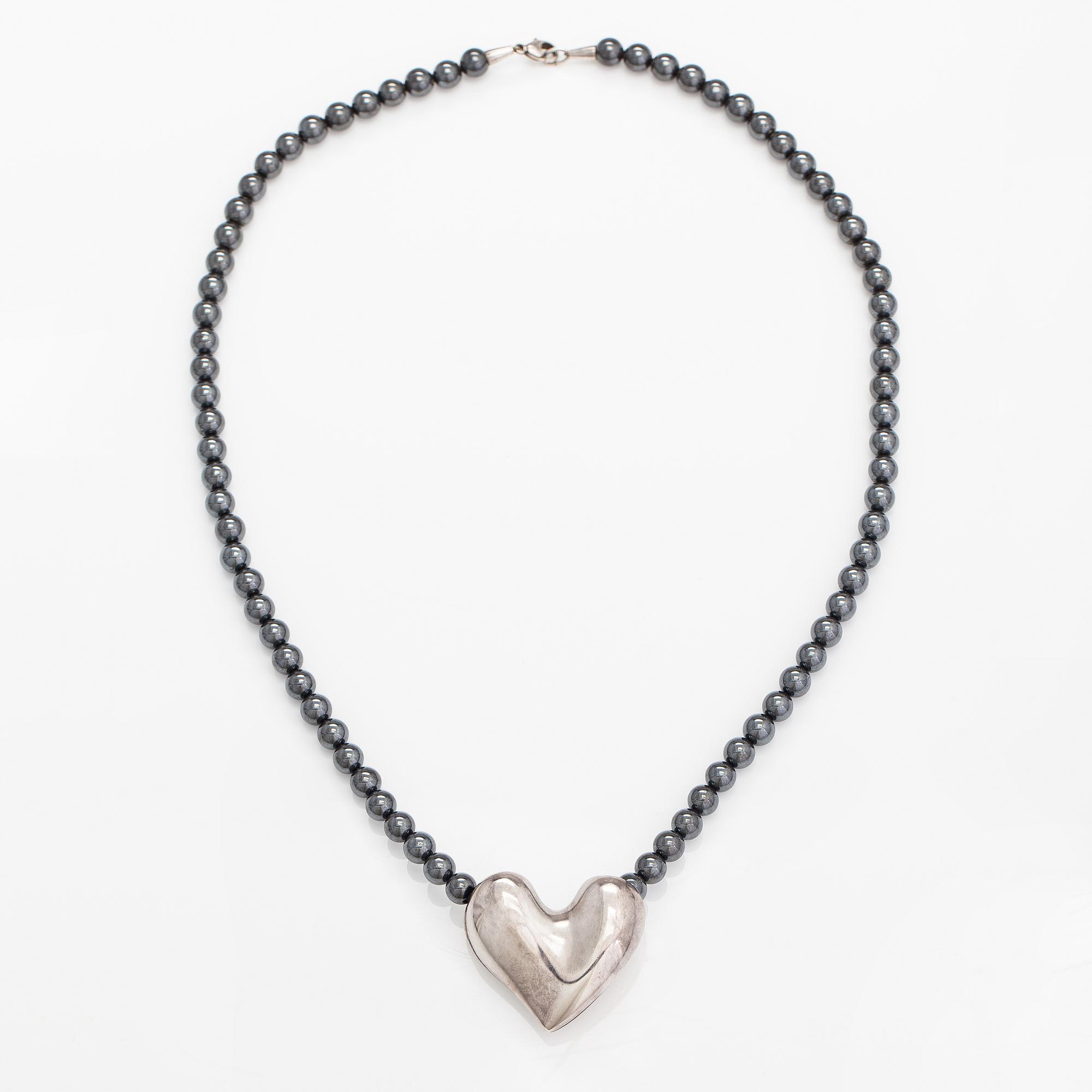 Georg Jensen, A pearl collier with a pendant made of hematites and sterling silver. Denmark.