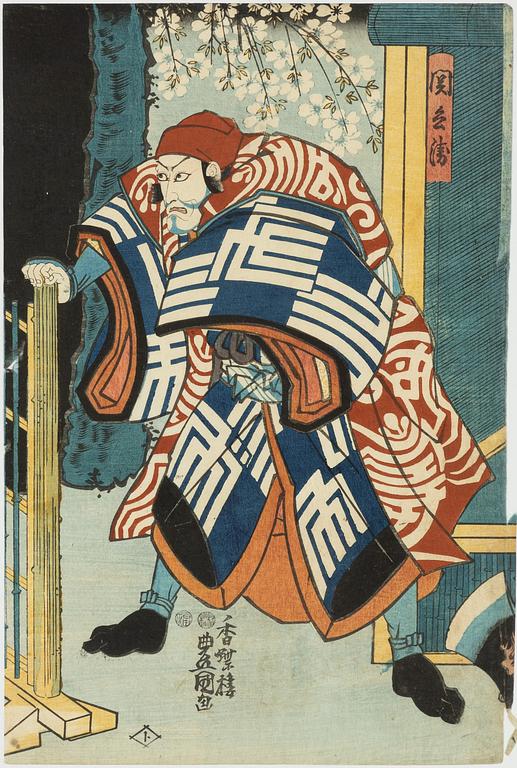 Utagawa Kunisada, efter, träsnitt, två stycken.