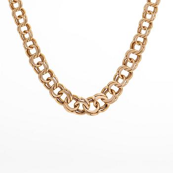 Kaulaketju, bismarck-ketju, 14K kultaa, suomalaiset leimat 1988.