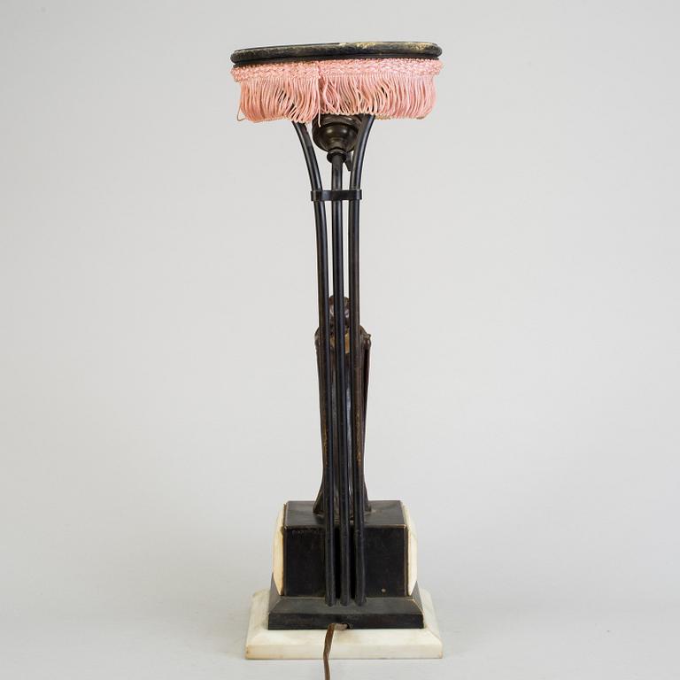 CARL KAUBA, a bronze art nouveau table lamp early 20th century. Signed C Kauba.