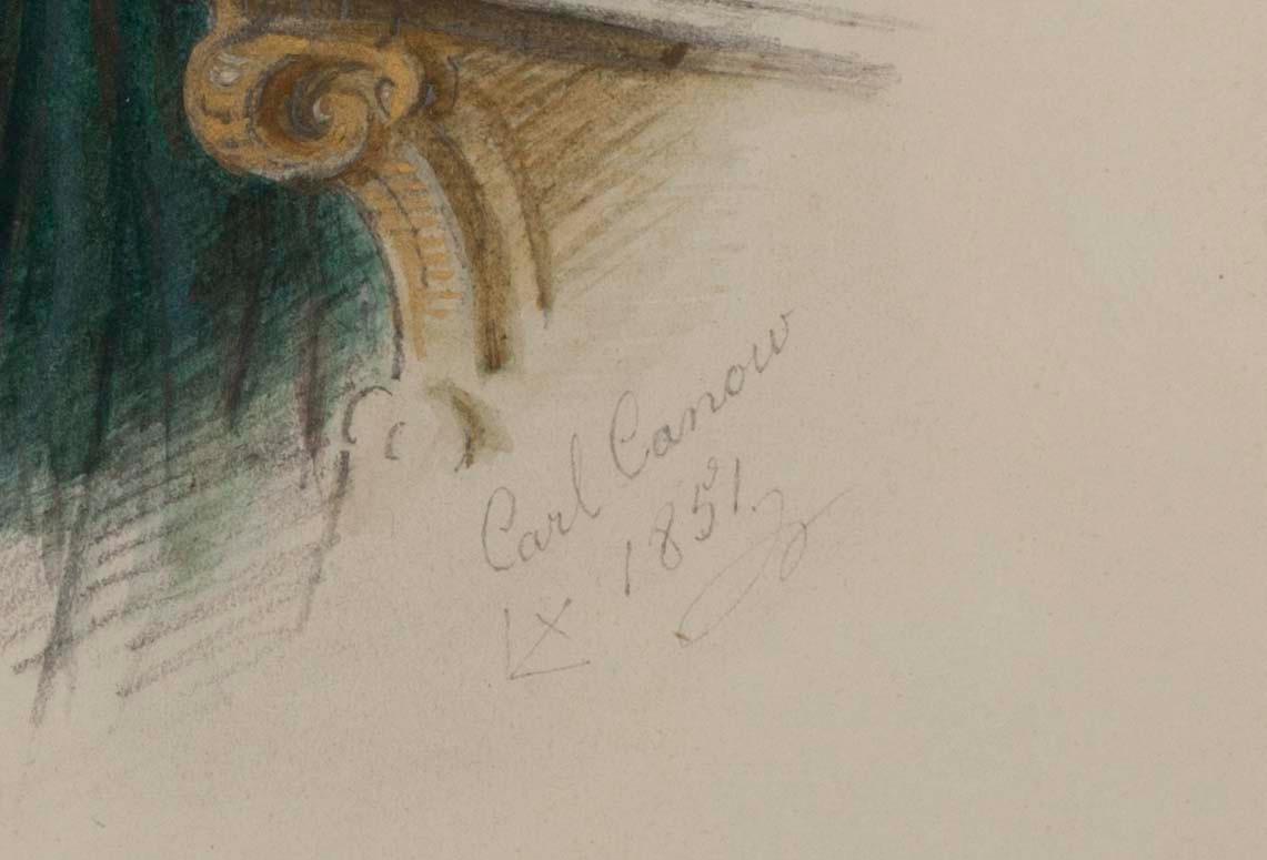 CARL CANOW, PORTRÄTT, ett par, blandteknik, sign. och dat. 1851.