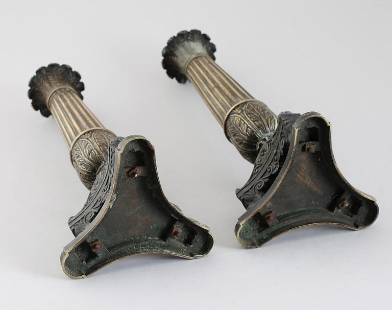LAMPFÖTTER, 2 st, senempire, 1800-talets första hälft.