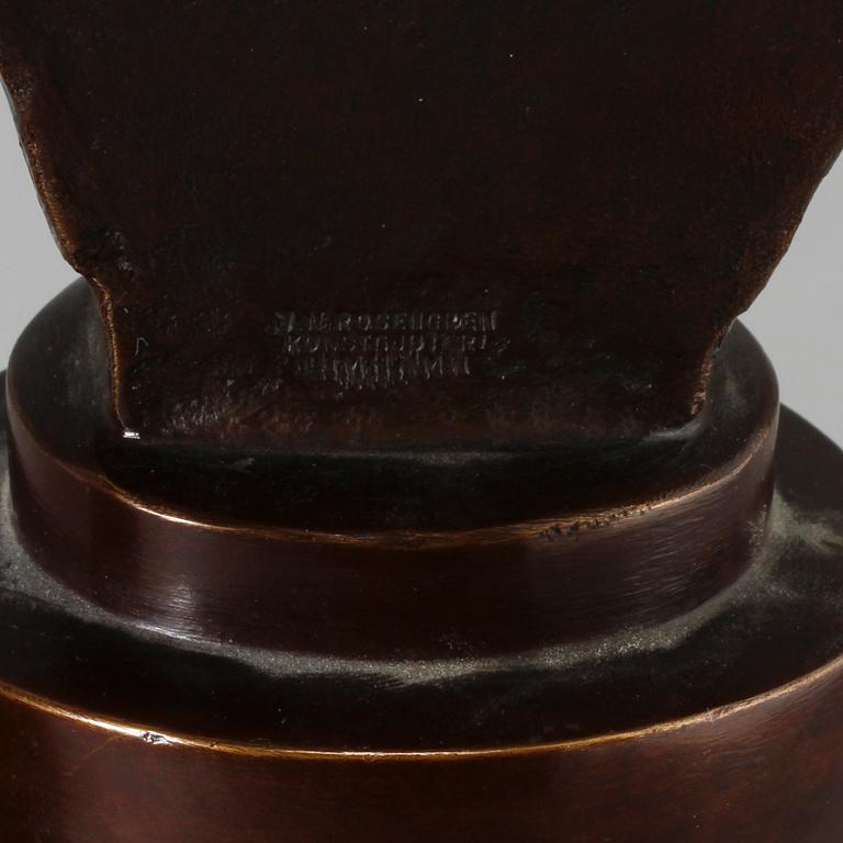 BYSTER, 2 st, brons, bär gjutarstämplar "J.N Rosengren Konstgjuteri Limhamn", 1900-tal.