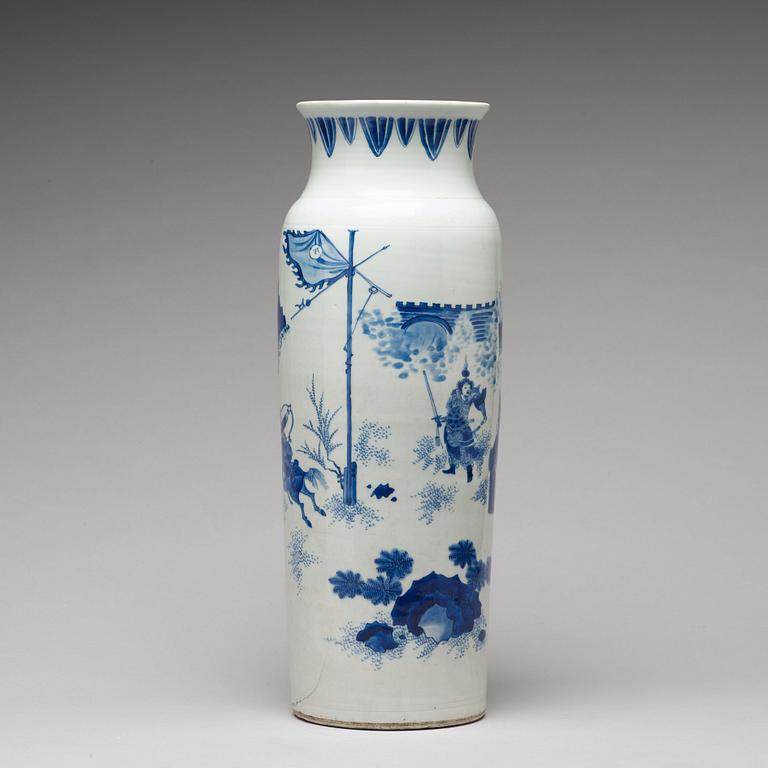 A large blue and white Transitional "Rolwagen" vase, 17th Century.