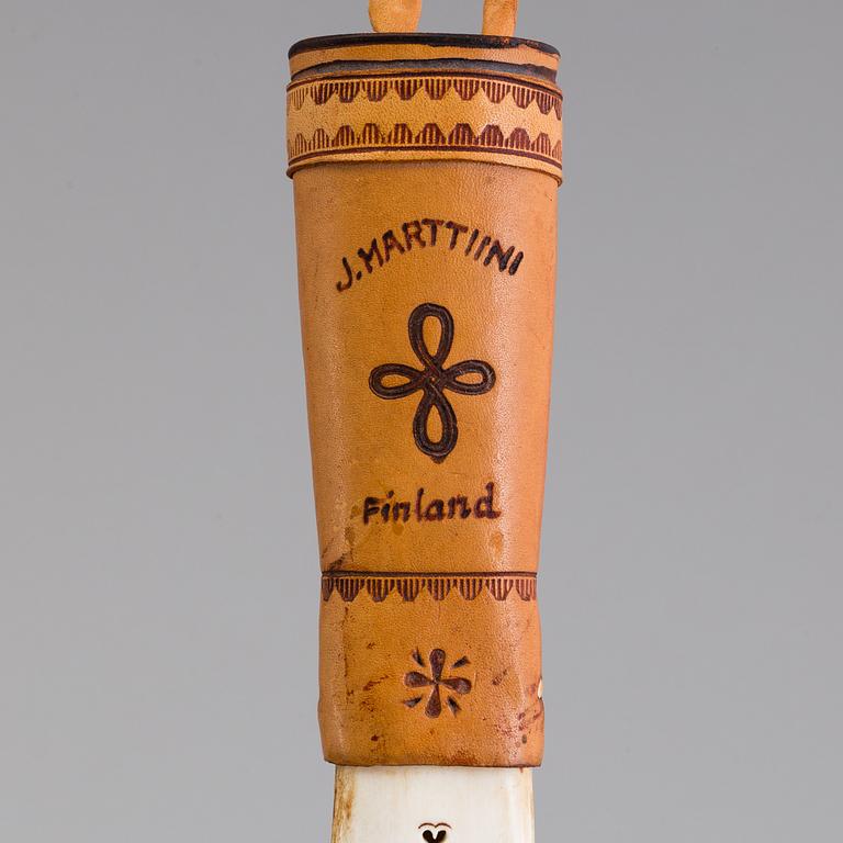 JAKTKNIV, signerad Janne Marttiini, Rovaniemi, Finland, 1986.