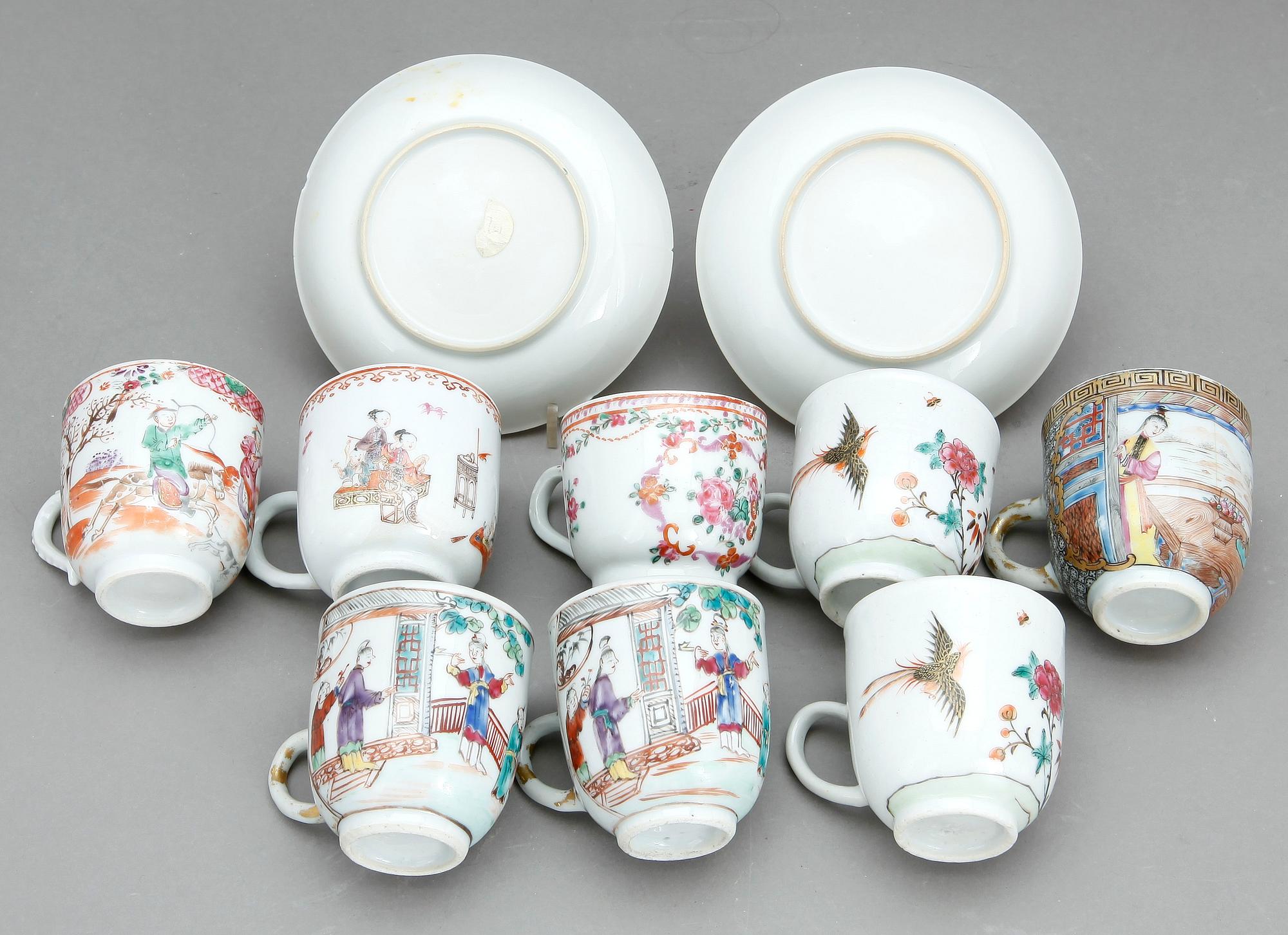 KOPPAR, 8 st, porslin, Qianlong, Kina 1700-tal.