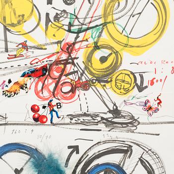 JEAN TINGUELY, color lithography / collage, signed and numbered 616/999.