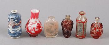 SNUSFLASKOR, 6 st, glas, porslin, Kina.