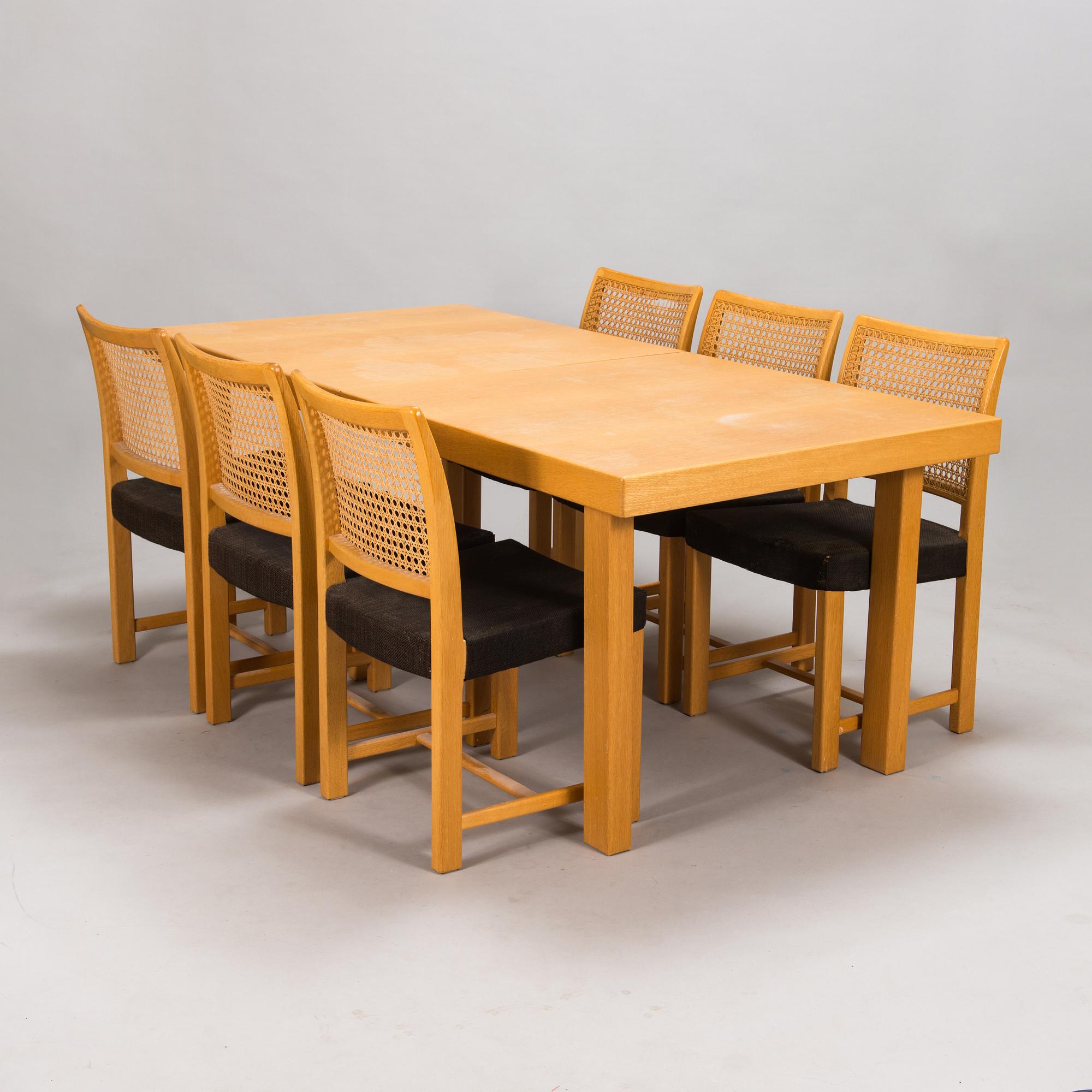 Carl Gustaf Hiort af Ornäs, , A 1950s 'Näyttely Senior' dining table and 6 chairs for HMN Huonekalu Mikko Nupponen.