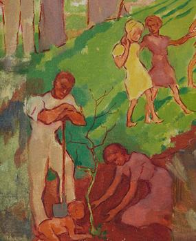 Lotte Laserstein, Fantasy landscape with people.