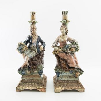Candelabras, a pair, Louis XV style, Italy, first half of the 20th century.