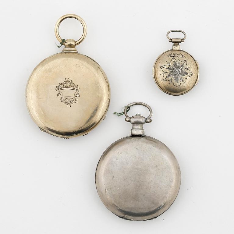 FICKUR, 3 st, silver, 1800-tal. Tot ca 194 gram.