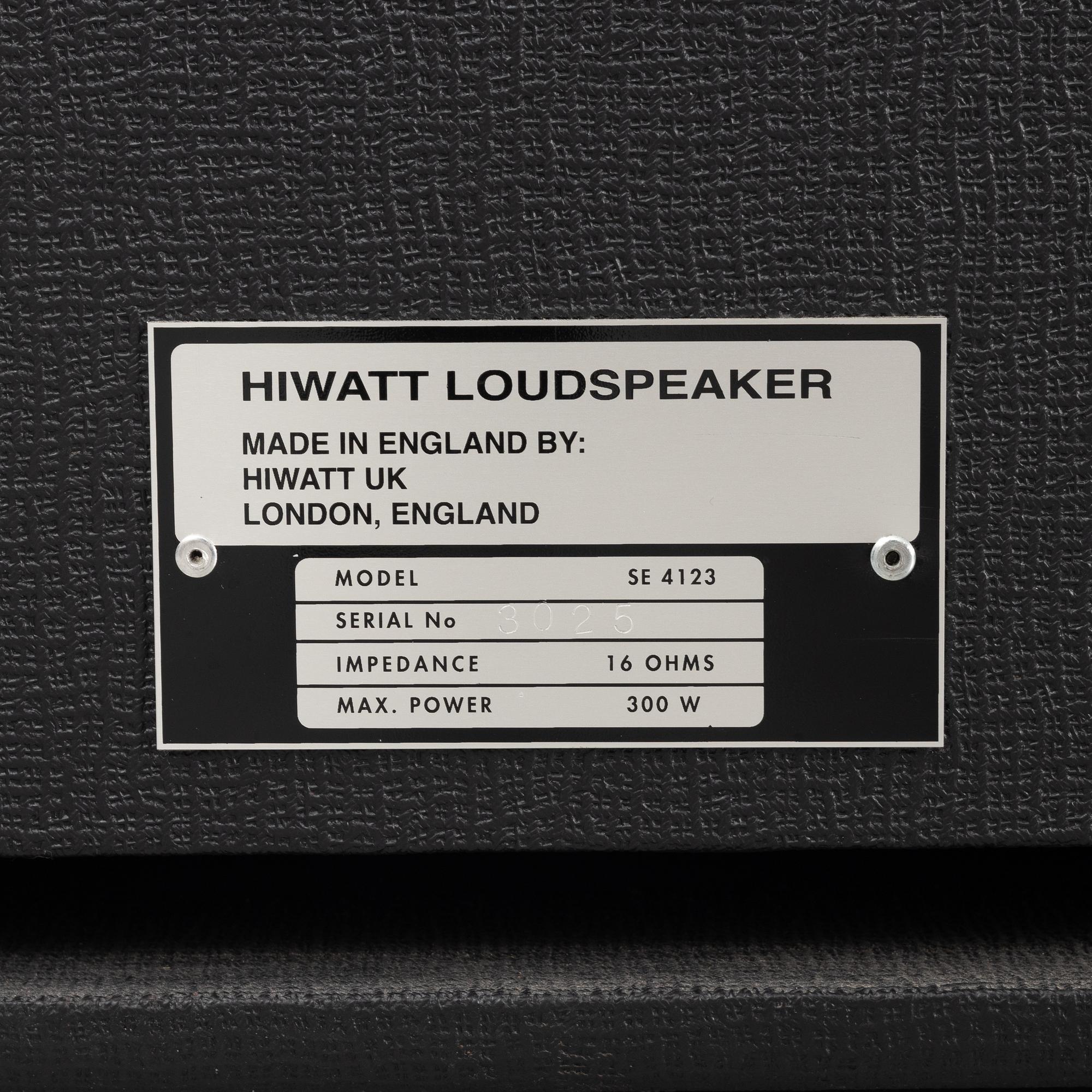 The Hives, Hiwatt "Custom 50", signed amplifier and speaker ca 2010.