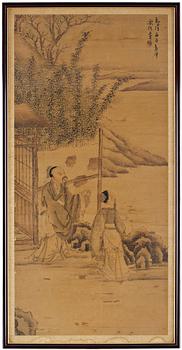 739. UNIDENTIFIED ARTIST, ink and colour on paper, Qing dynasty, after Shanguan Zhou, dated 1756.