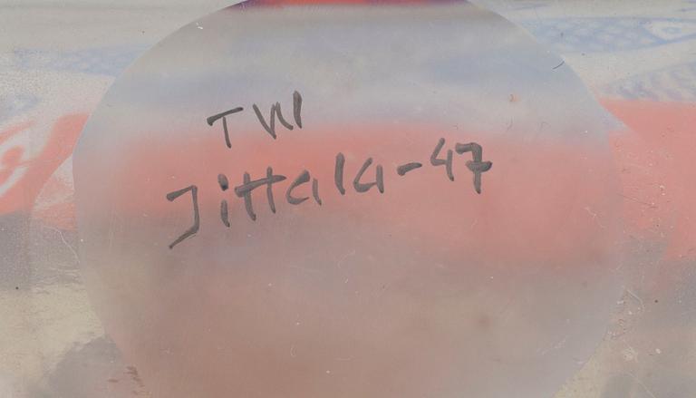 FLASKA, glas, design Tapio Wirkkala, signerad och daterad Iittala -47.