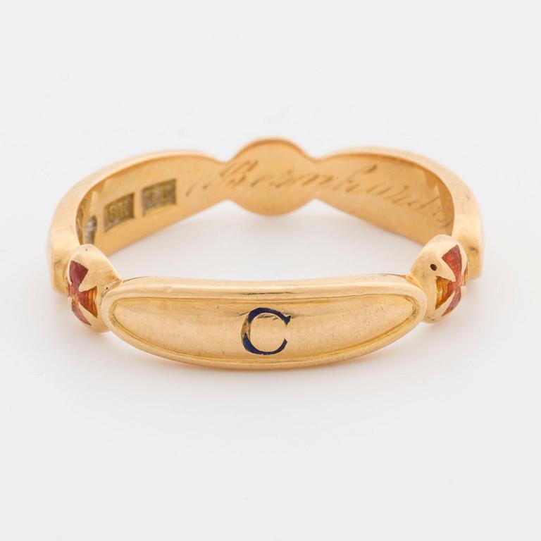 RING, "Frimurarring", 18K guld, Erik Sandahl, Jönköping, 1934,