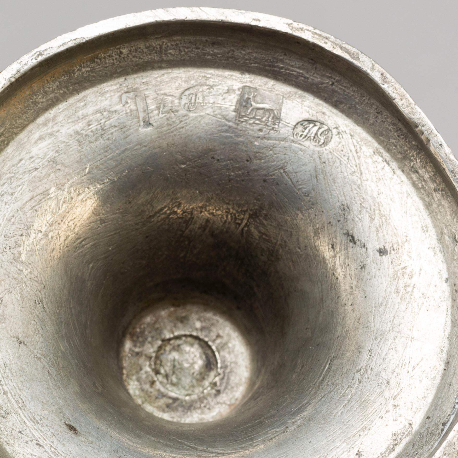 Two pair of Swedish pewter candlesticks, early 19th century and ca 1900.