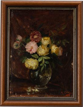 Okänd konstnär, 1800-tal, Stilleben med rosor.