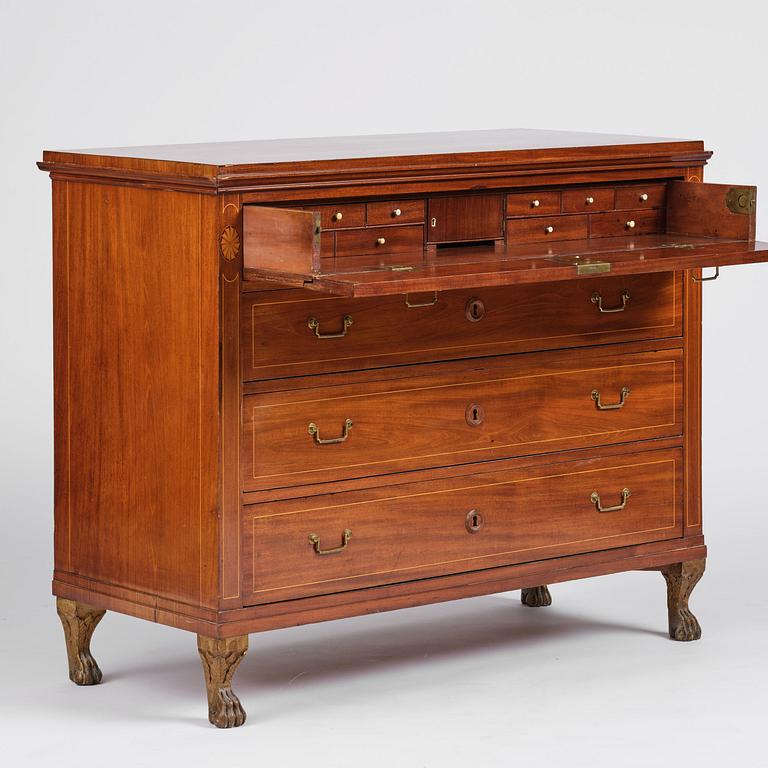 A late Gustavian mahogany writing commode in the manner of I. Löfgren, Stockholm circa 1800.