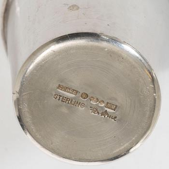 Ten small sterling silver beakers, marks of company Terrs i Wexiö AB, Växjö 1973-1976.