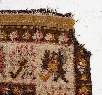 An antique Monastir prayer rug fragment , Ottoman Empire, c 133 x 106 cm.