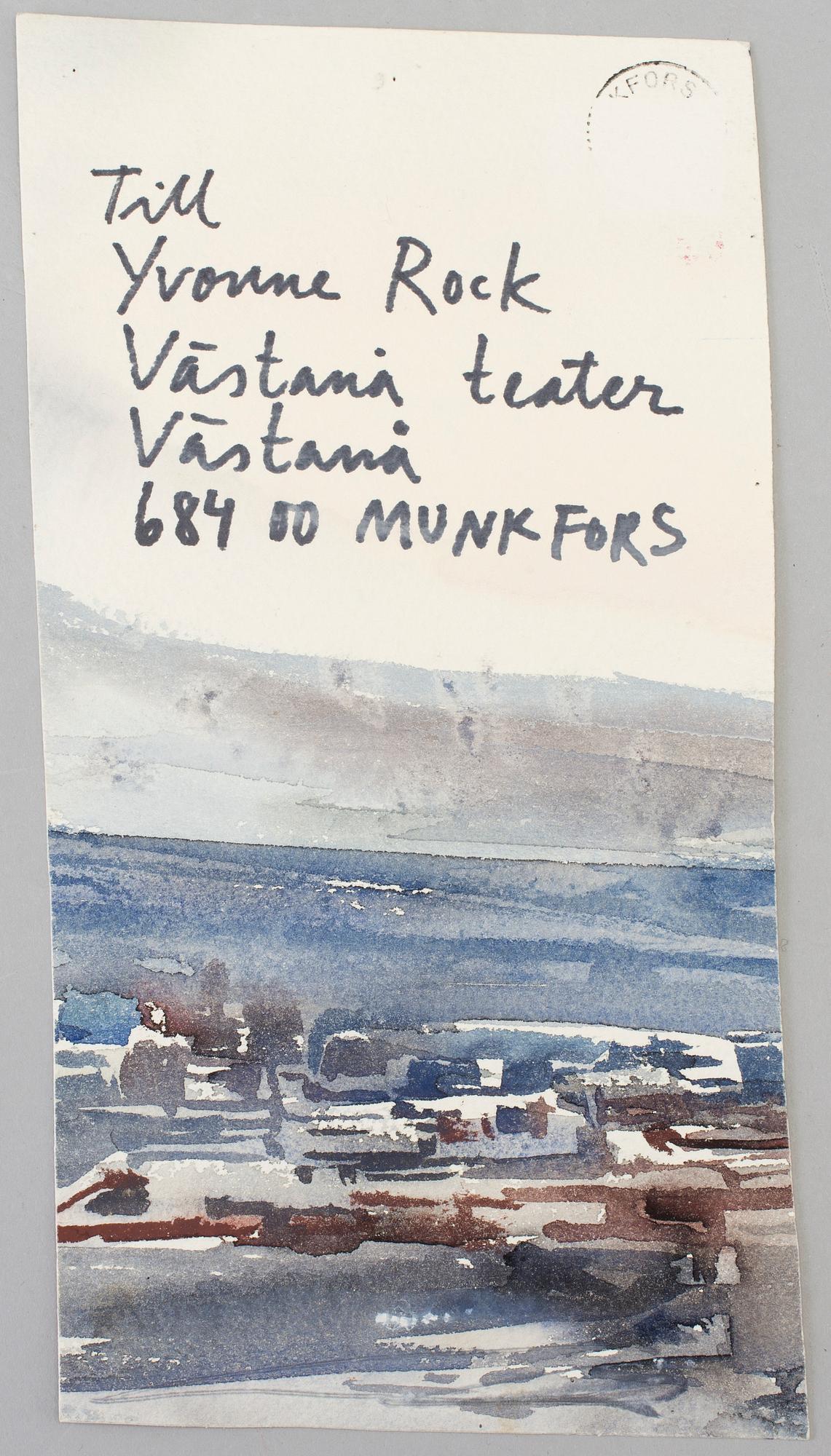 LARS LERIN, akvarell/vykort. Signerad.