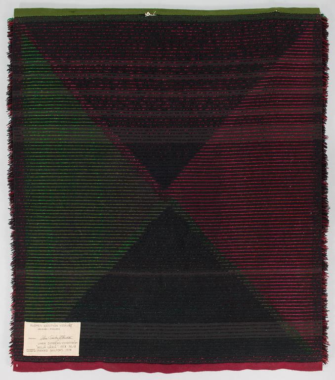 Uhra-beata Simberg-Ehrström, signeerattu ryijy/ryijymatto, Suomen käsityön Ystävät. Noin 143x125 cm.