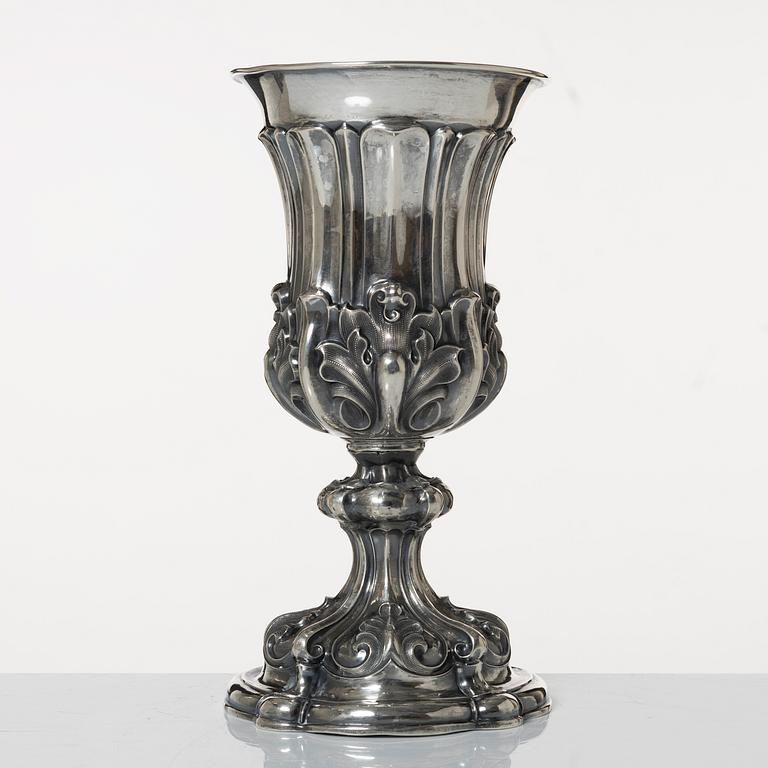 A silver goblet, possibly German, 19th Century.