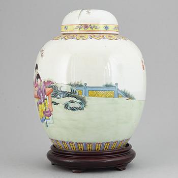 A famille rose jar with cover, China, Republic style, 20th Century.