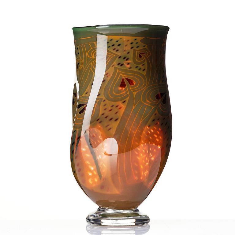 Gunnar Cyrén, a graal glass vase, Orrefors, Sweden, 1989.