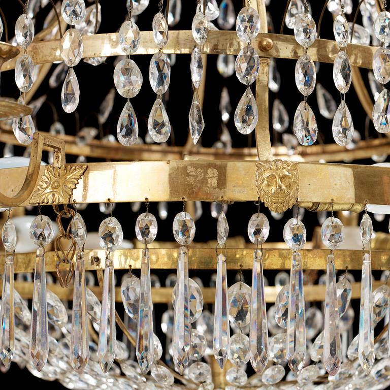A late Gustavian circa 1800 seven-light chandelier.
