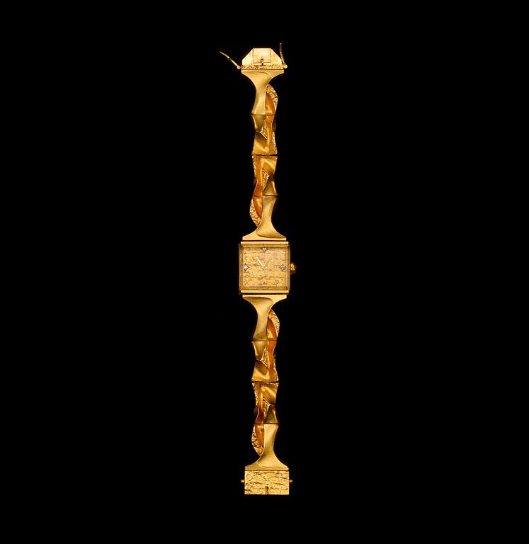Björn Weckström, ARMBANDSUR, guld 18K, diamanter 0,08 ct, "Time Adviser", Lapponia 1975. Vikt 66,5 g.