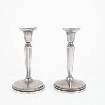 Eric Löfman, candlesticks, a pair, and bowl, silver, KG Markströms, Uppsala 1977-79.