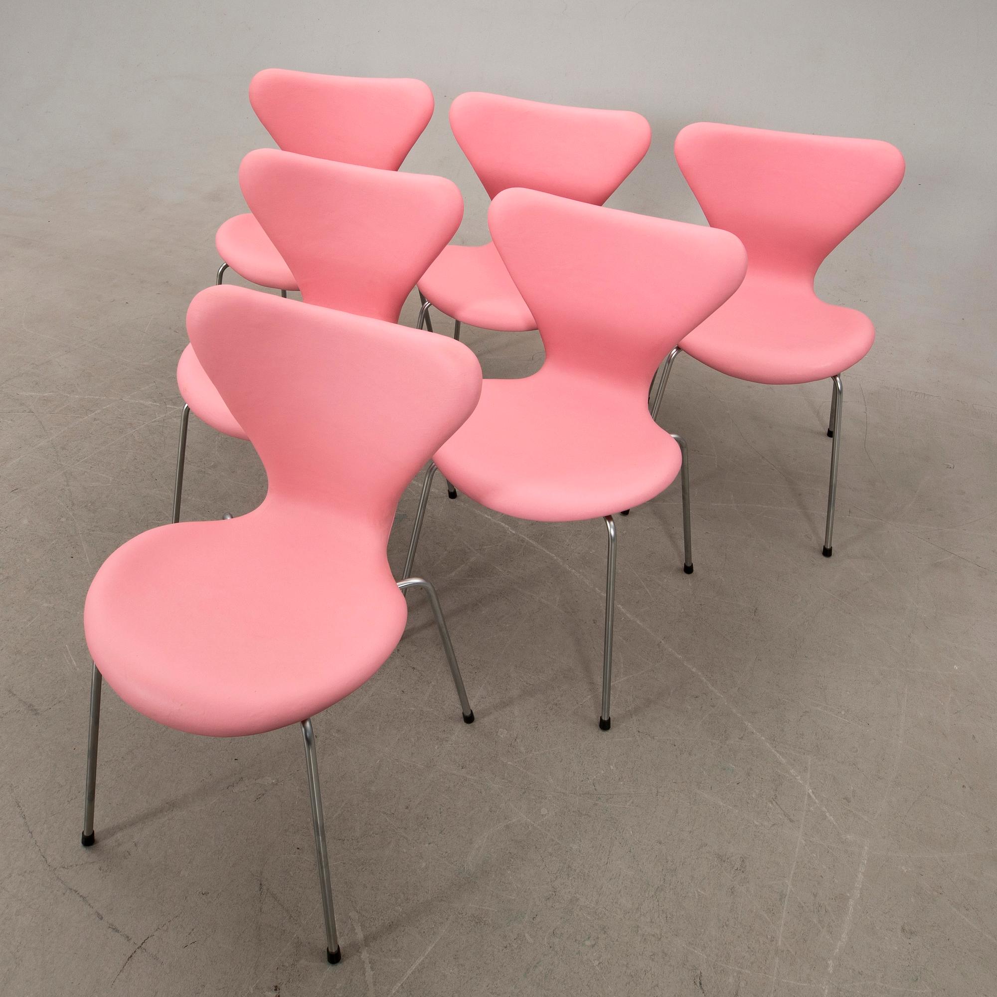 Arne Jacobsen, chairs 6 pcs "The Seven", Fritz Hansen Denmark.