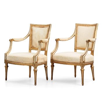 42. A pair of Gustavian armchairs by J. E. Höglander, master 1777.